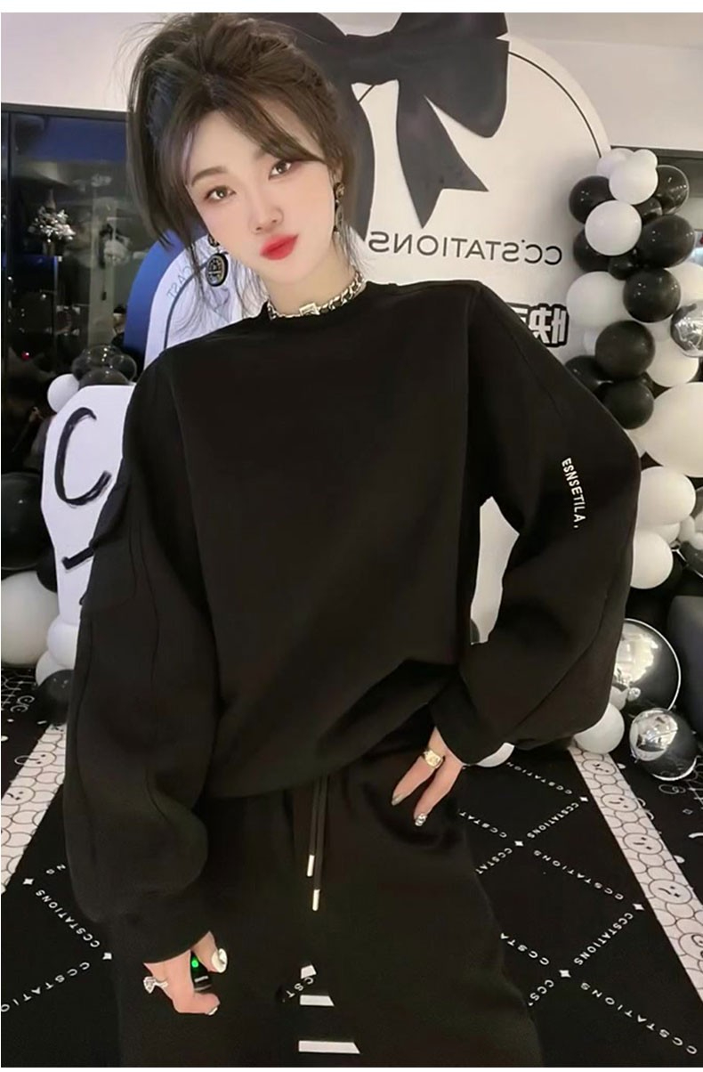 華棉加厚套裝女春秋季歐貨休閒運動新款時尚洋氣網紅炸街衛衣