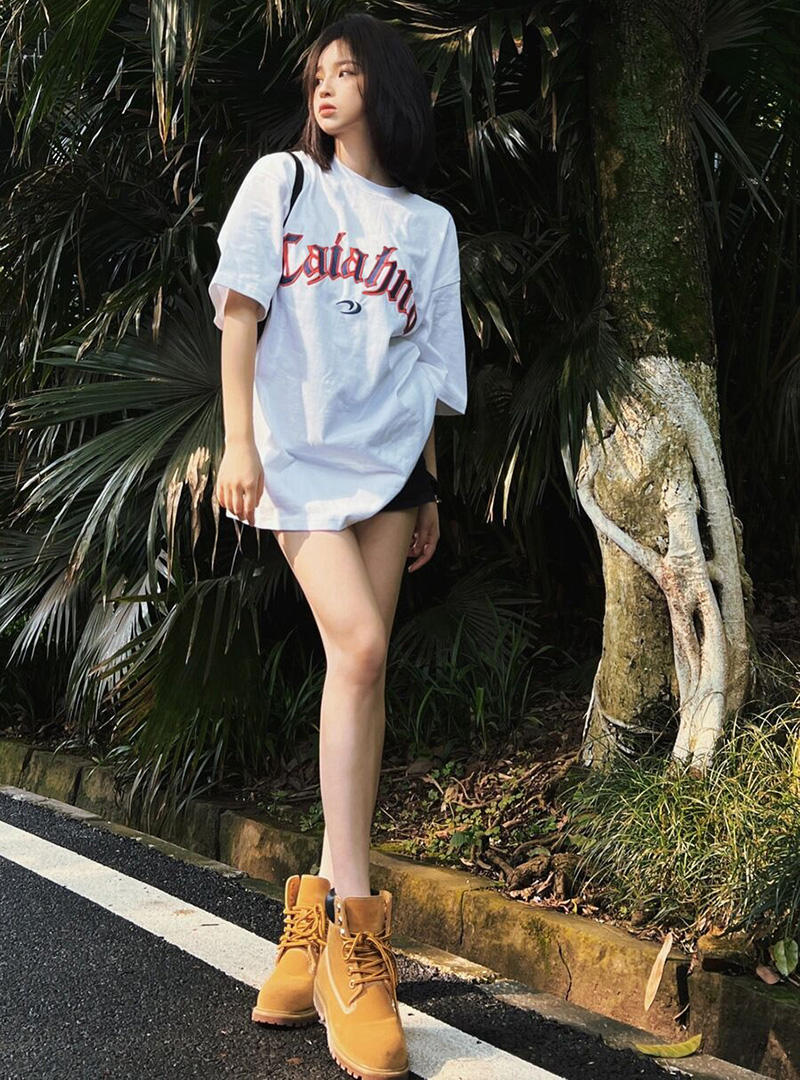 官圖 重磅/精梳純棉 後包領 有縫邊 S-XXXL 夏裝短袖T恤女