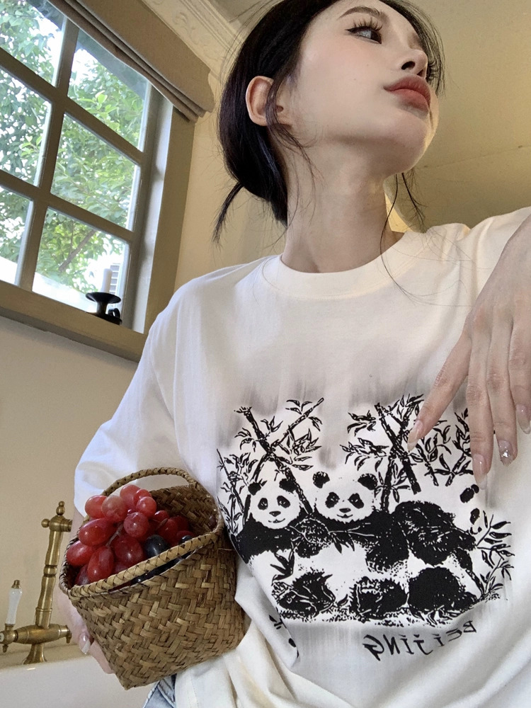 官圖 重磅/精梳純棉 後包領 有縫邊 S-XXXL 夏裝短袖T恤女