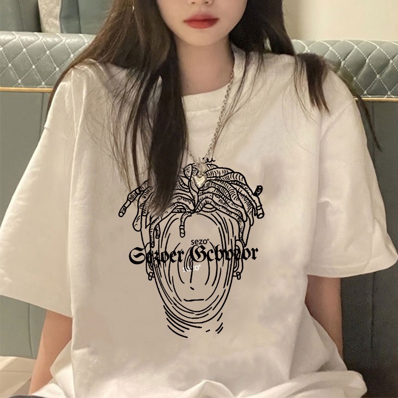 官圖 重磅/精梳純棉 後包領 有縫邊 S-XXXL 夏裝短袖T恤女