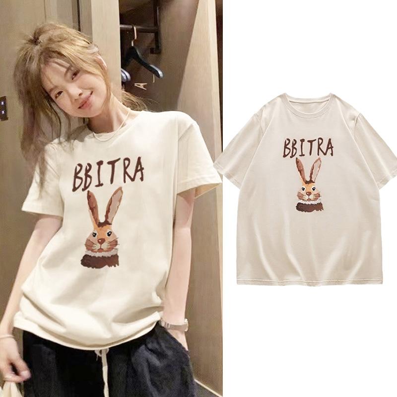 官圖 重磅/精梳純棉 後包領 有縫邊 S-XXXL 夏裝短袖T恤女