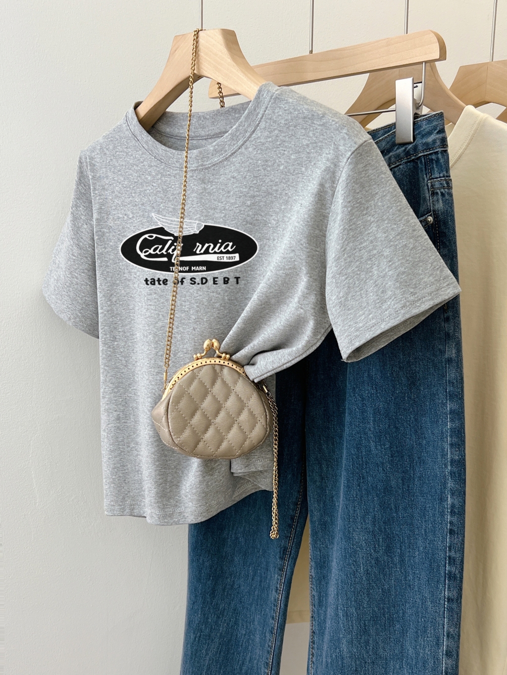 Real shot 2024 spring and summer new style 40 threads 210g 92% cotton 8% spandex short-sleeved T-shirt for women slim fit