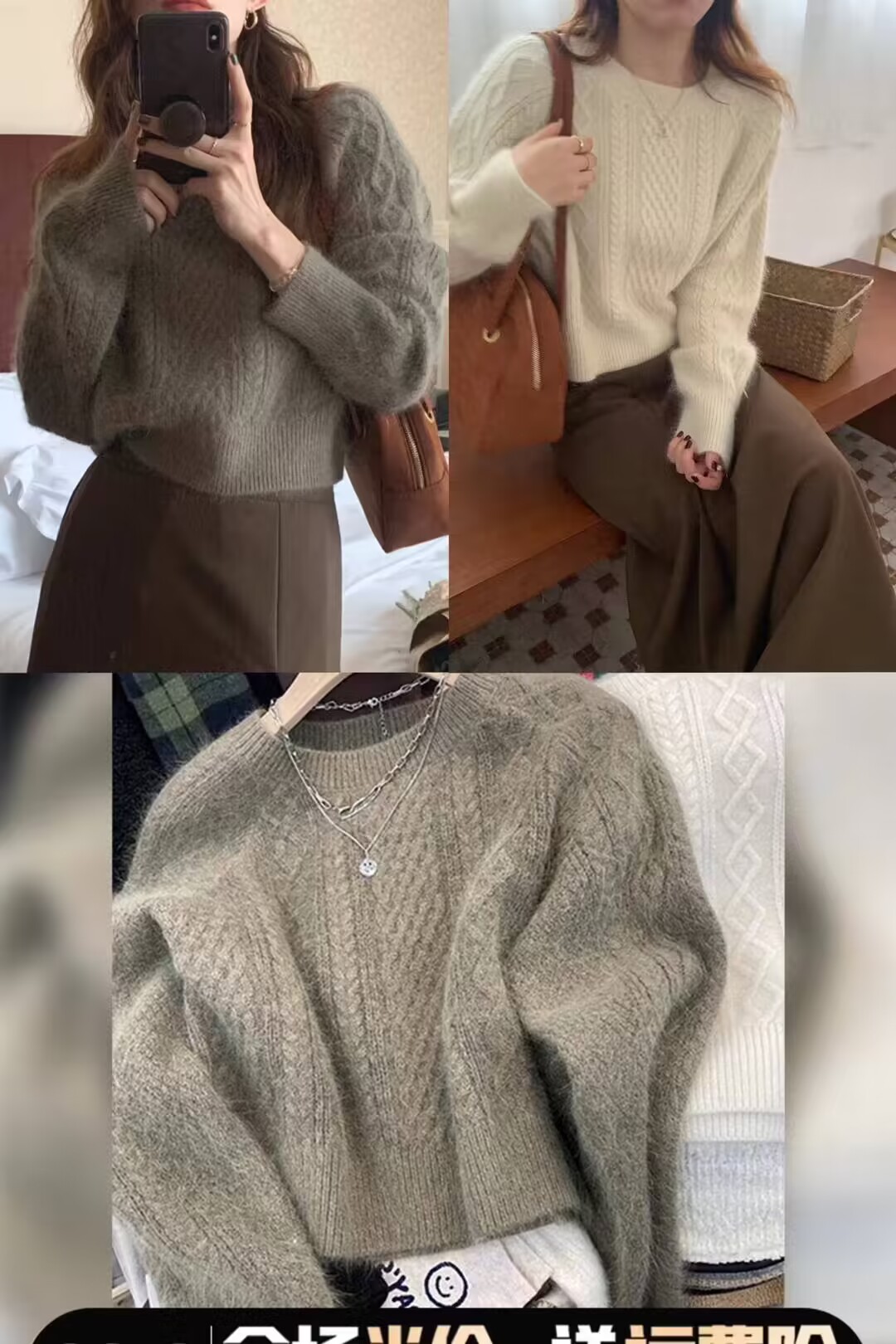 Lazy niche twist knitted short sweater women's autumn and winter new Korean style loose thickened sweater top