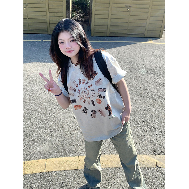 官圖 重磅/精梳純棉 後包領 有縫邊 S-XXXL 夏裝短袖T恤女