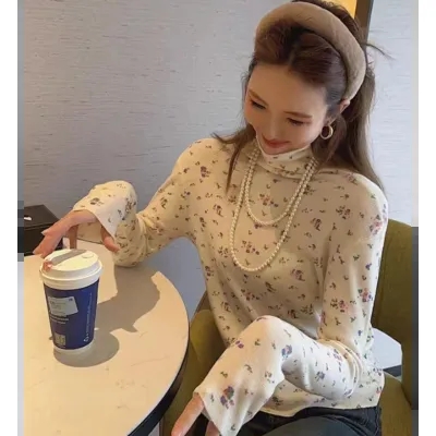 智英歐尼韓國代購高領針織衫女秋冬薄款毛衣內搭打底衫長袖上衣潮