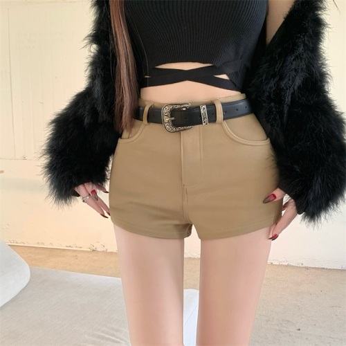 Real shot!  !  Thickened high-waisted elastic casual shorts for women in autumn and winter hot girls slim slimming A-line hot pants