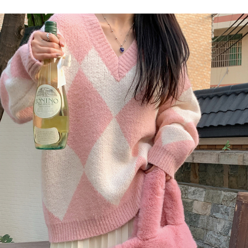 Japanese retro mohair sweater women's spring and autumn new pullover loose lazy style sweater cardigan jacket