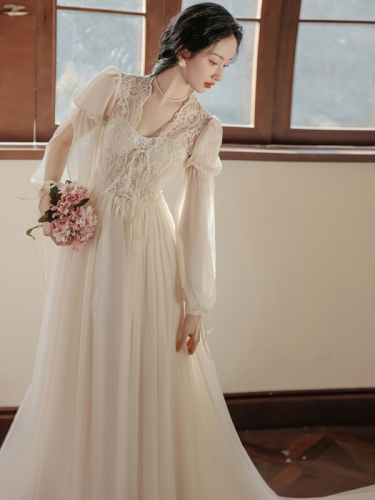 Roman dressing gown female bride wedding gauze dress wedding pajamas fairy skirt long high-end fugitive princess