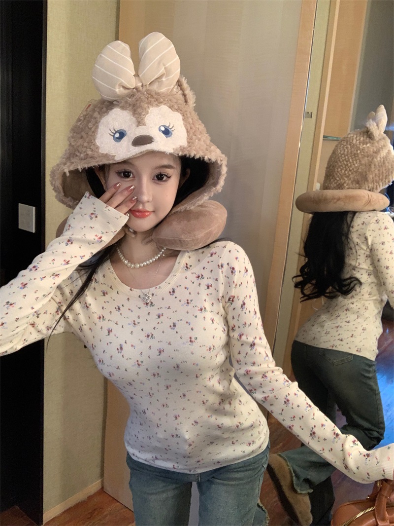 Real shot!  2024 retro floral sweet and spicy slim-fitting bottoming knitted inner wear with chic long-sleeved top