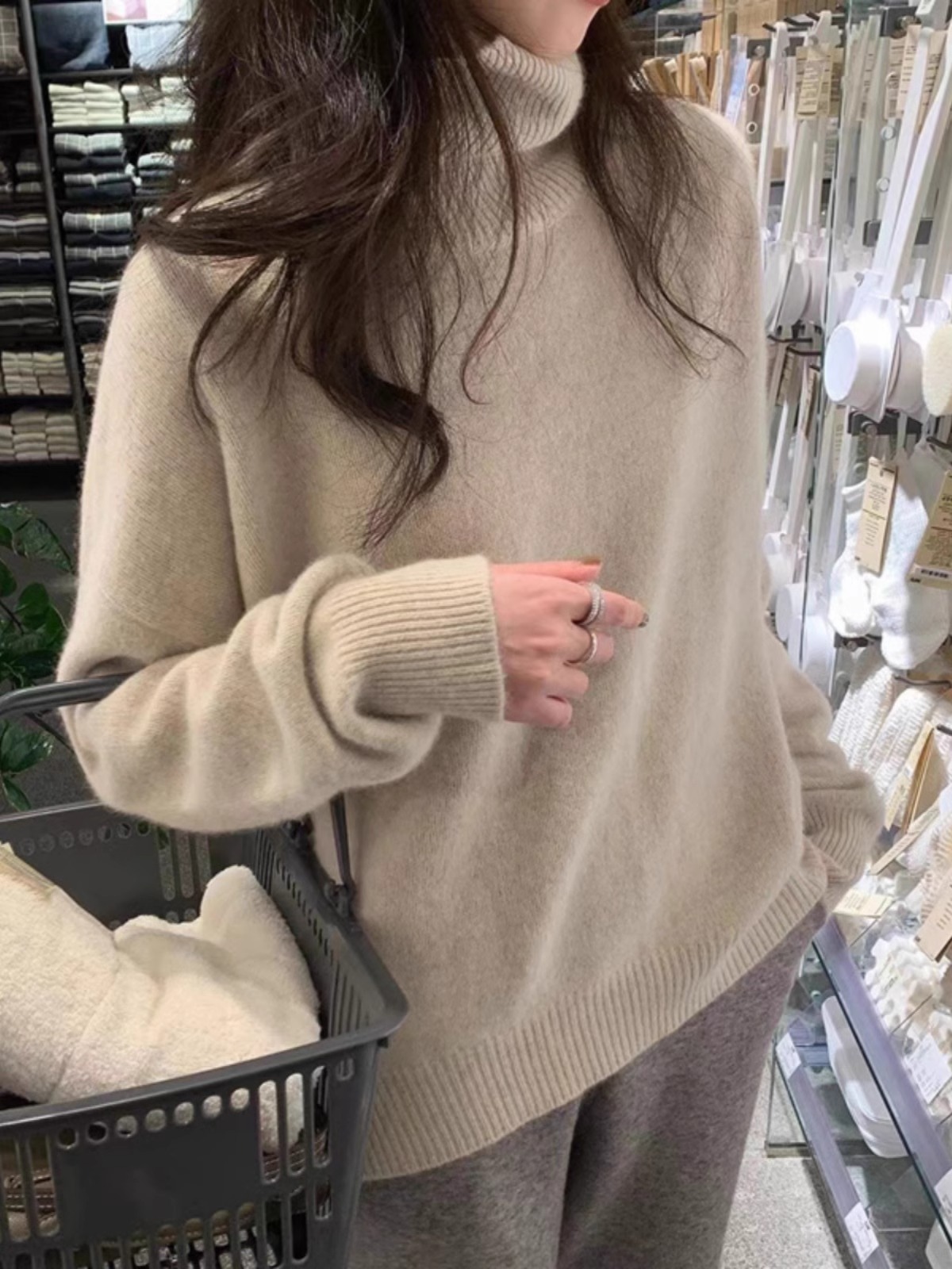加厚高領毛衣內搭女新款秋冬季寬鬆慵懶風針織打底衫上衣