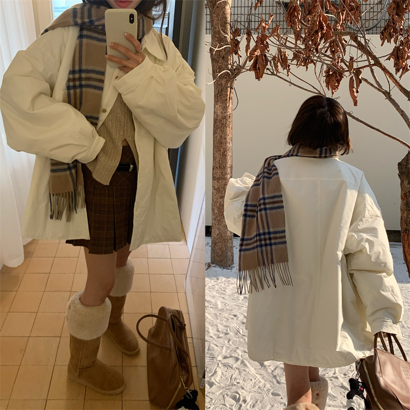 Actual shot Korean style fashionable casual shirt style warm cotton jacket