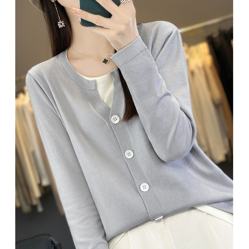 Real shot!  Real shot!  There’s a big picture!  2024 Spring Autumn and Winter Knitted Sweater Contrast Color T-Shirt Women's Bottoming Sweater