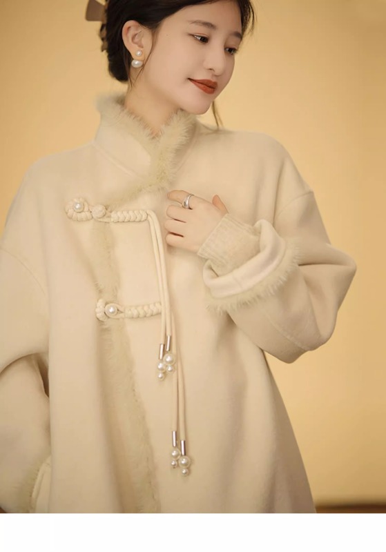New Year's New Year's war coat, high-end rich daughter's new Chinese style national style woolen coat for women, thickened in autumn and winter