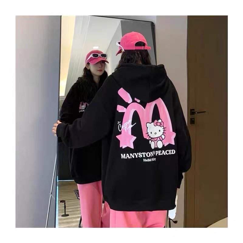 美式復古連帽衛衣女春秋新款加絨小個子寬鬆oversize長袖上衣