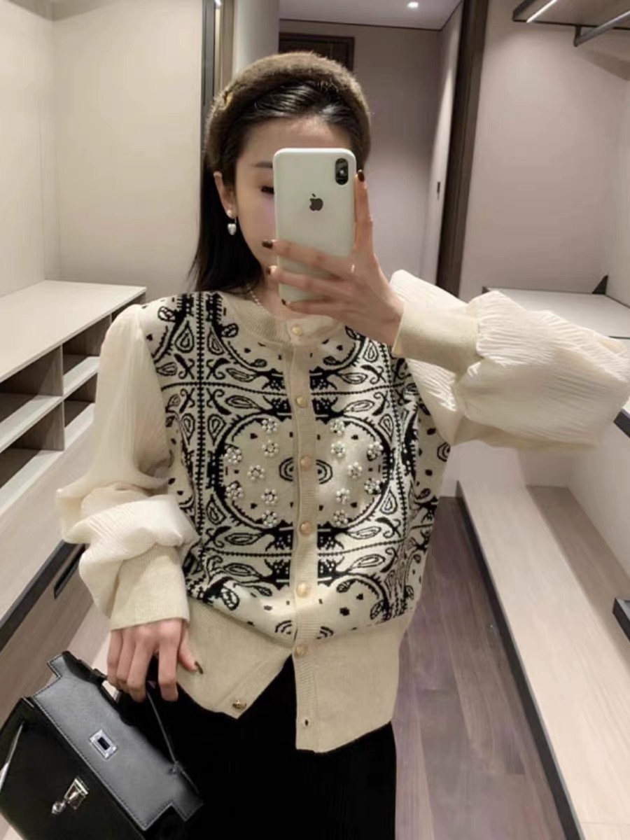 輕奢重工小香釘珠高級感超好看毛衣女秋冬季別致獨特針織開衫外套