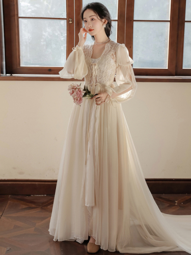 Roman dressing gown female bride wedding gauze dress wedding pajamas fairy skirt long high-end fugitive princess