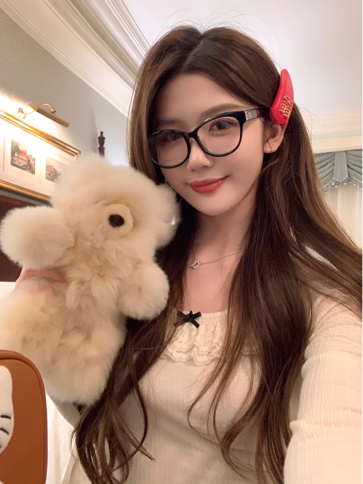 Benbenjia Shaoyao Niannian cute lace collar bow shirt long sleeve bottoming shirt sweet t-shirt top