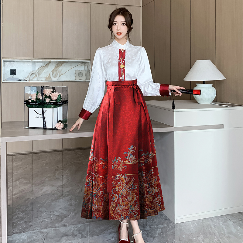 實拍 新中式國風漢服馬面裙婚服2024新款套裝結婚敬酒服訂婚禮服