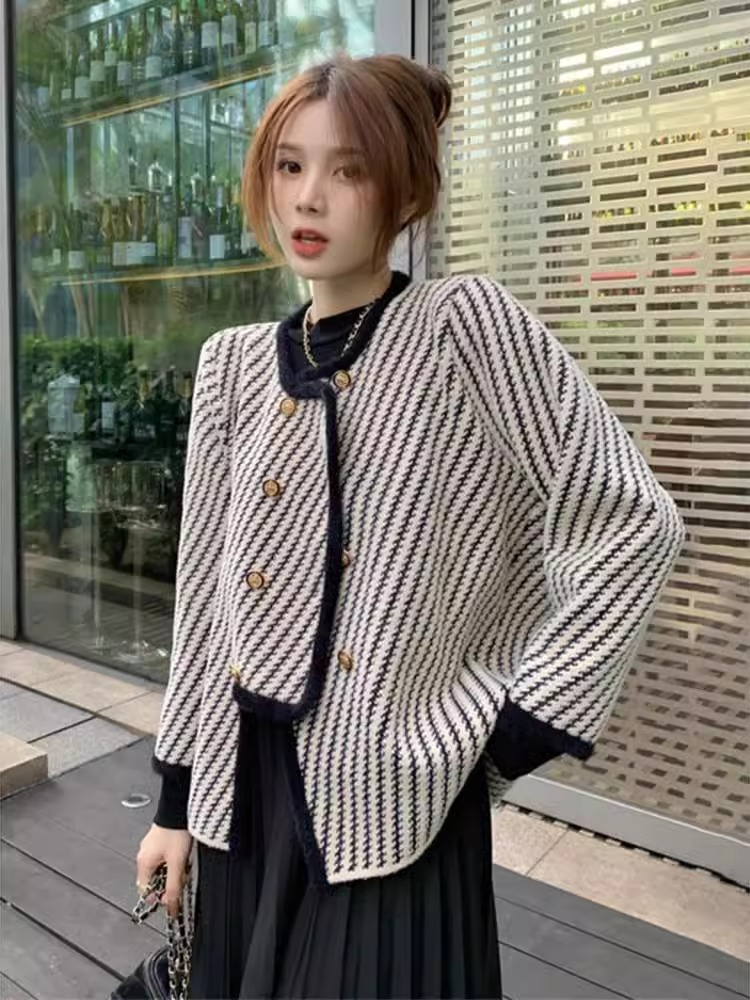 Sheep wool 2024 winter high-end fashionable lady French style jacket