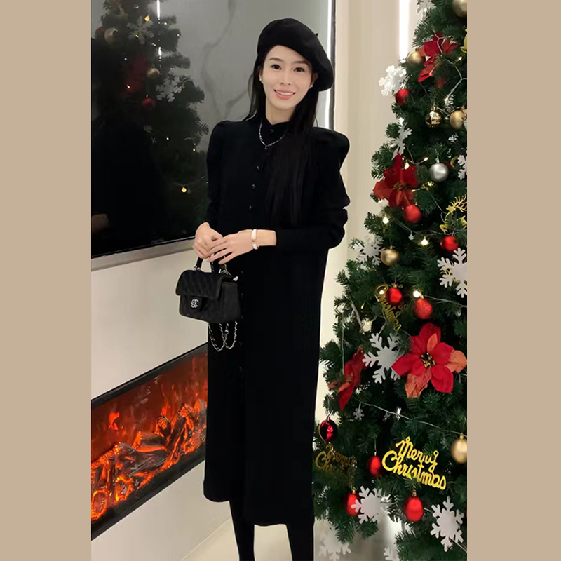 跨年穿搭紅色針織連衣裙子新款秋冬季女內搭打底長裙新年戰袍