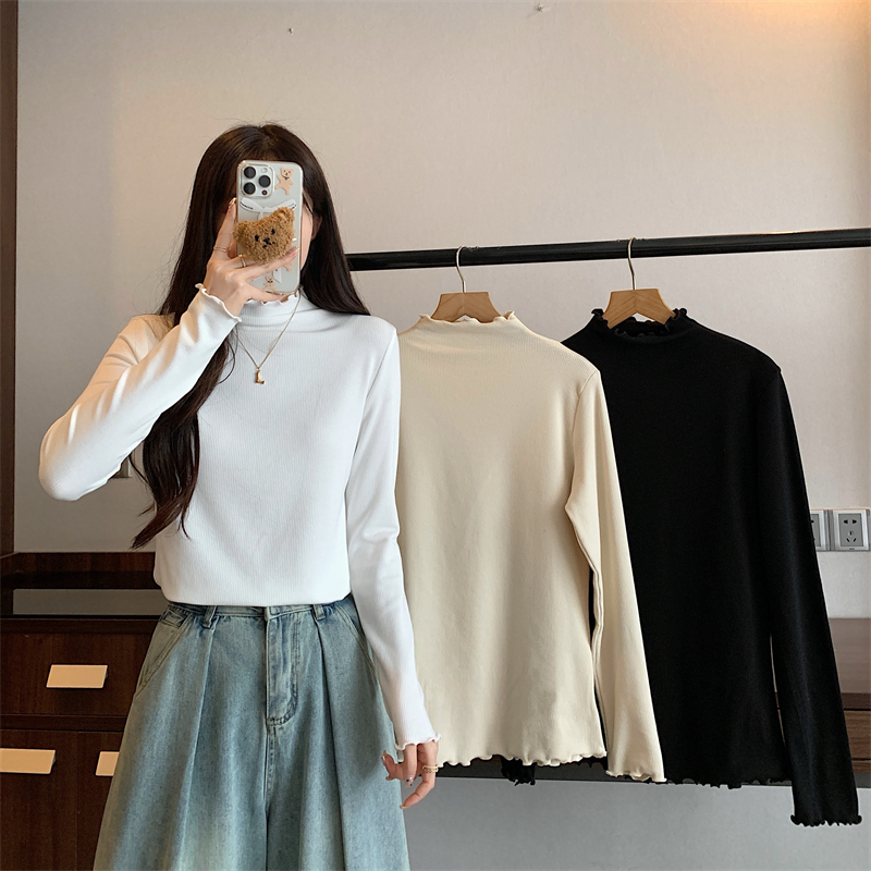 260g modal brushed, 93 rayon 7 spandex fungus edge bottoming shirt for women winter new style