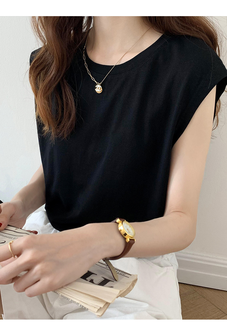 2024 sleeveless vest t-shirt women's loose summer student tops for outer wear