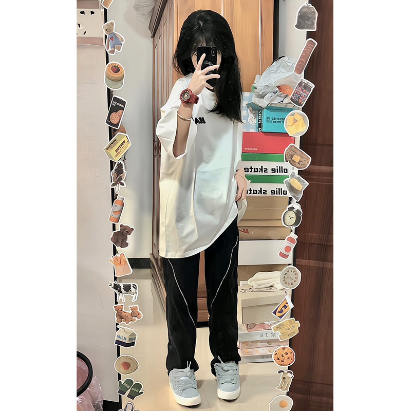官圖200克/精梳純棉後包領有縫邊S-XXXL夏裝短袖T恤女