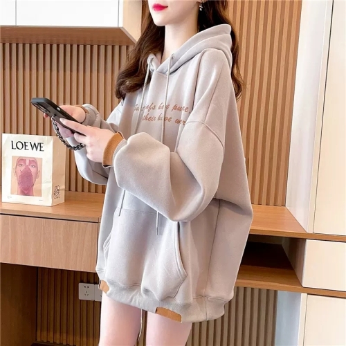 First release of 6535 fish phosphorus loose fake two-piece hooded sweatshirt jacket for women new spring design top