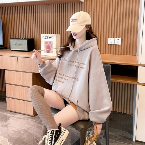 First release of 6535 fish phosphorus loose fake two-piece hooded sweatshirt jacket for women new spring design top