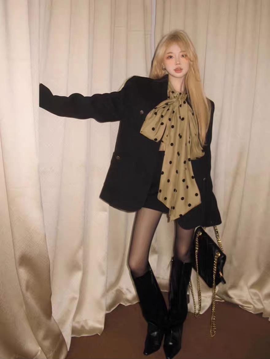 韓系穿搭復古設計感寬鬆顯瘦小香風外套女秋冬百搭高級感毛呢上衣