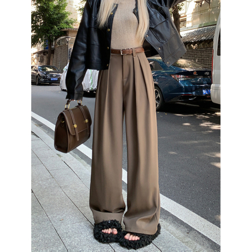 Actual shot of 2024 spring new loose suit pants, casual pants, wide-leg pants for women, high-waisted drapey floor-length pants