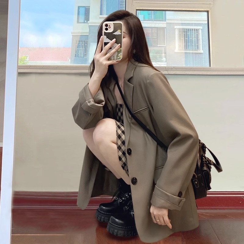 高級感小西裝外套女春秋季2024年新款炸街休閒小個子西服套裝上衣