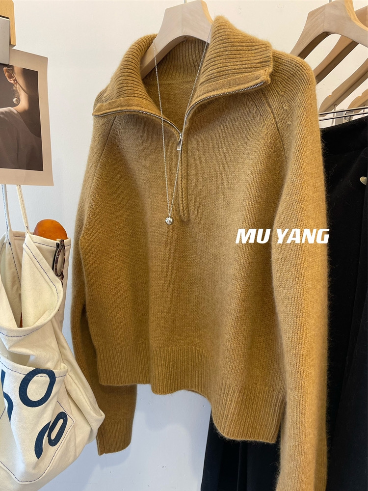 MUYANG 溫暖整個冬日 chao保暖厚實半拉鏈 蜜熊絨套頭毛衣休閒冬