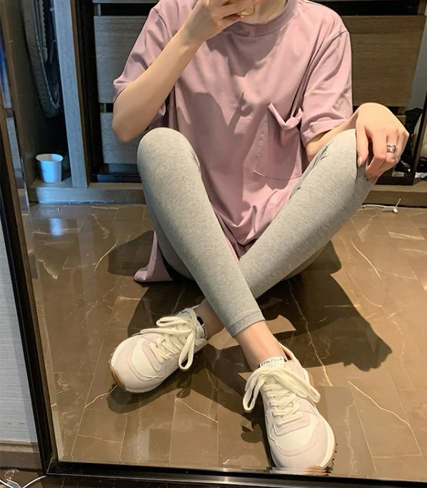 1424#灰色打底褲女九分外穿秋冬加厚保暖褲小個子顯腿長緊身褲