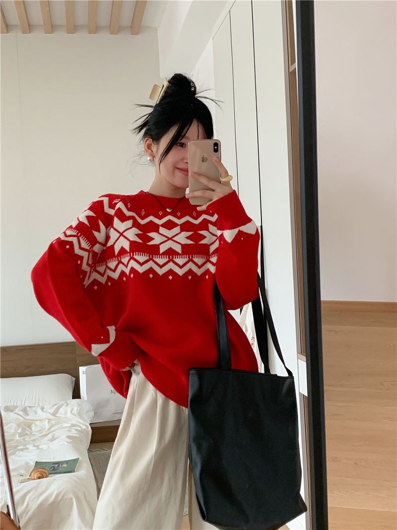 實拍  北歐風奶呼軟糯毛衣女圓領套頭毛衣