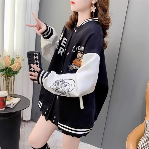 The first imitation cotton Chinese cotton composite non-pilling thin spring and autumn Korean style loose cardigan color-blocked baseball uniform jacket