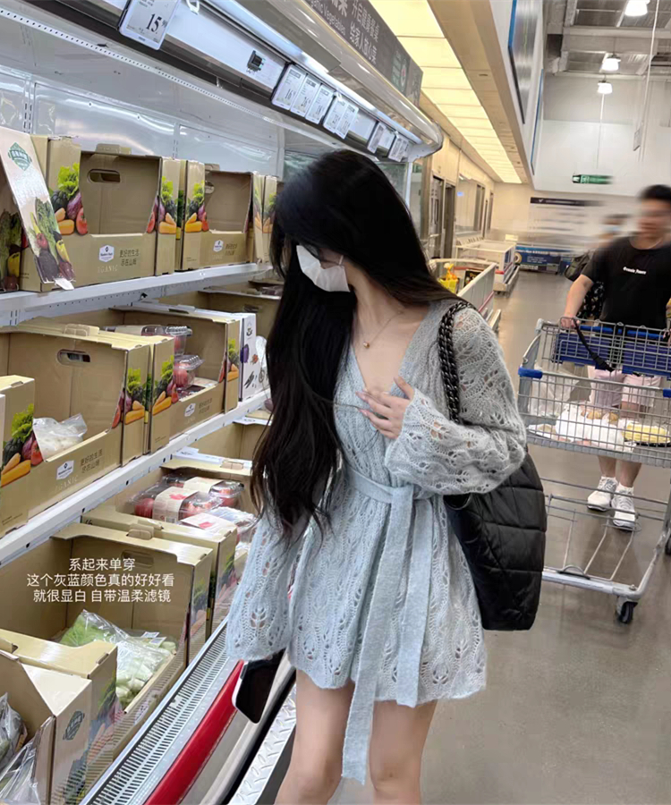 POET WONG 溫柔女友系 氛圍感拿捏 春季新款馬海毛精緻鈎花毛衣
