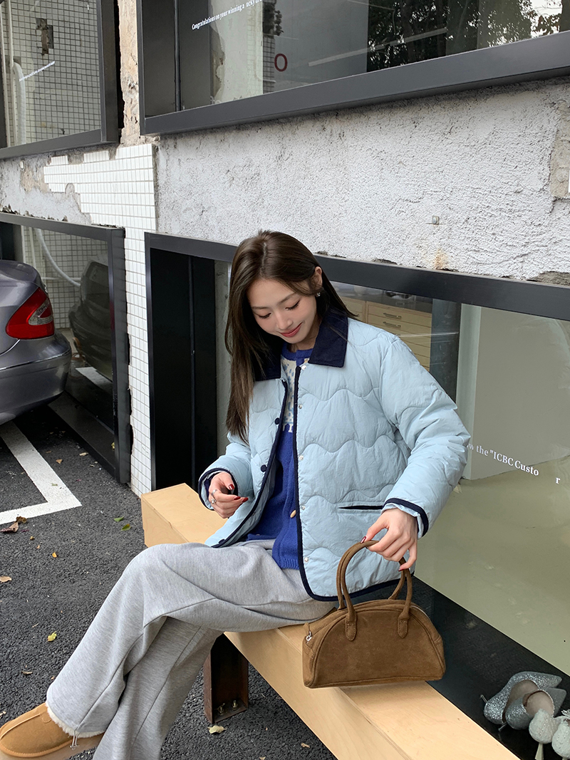 實拍 三標齊 燈芯絨翻領拼接短款外套慵懶風減齡針織衫加絨休閒褲