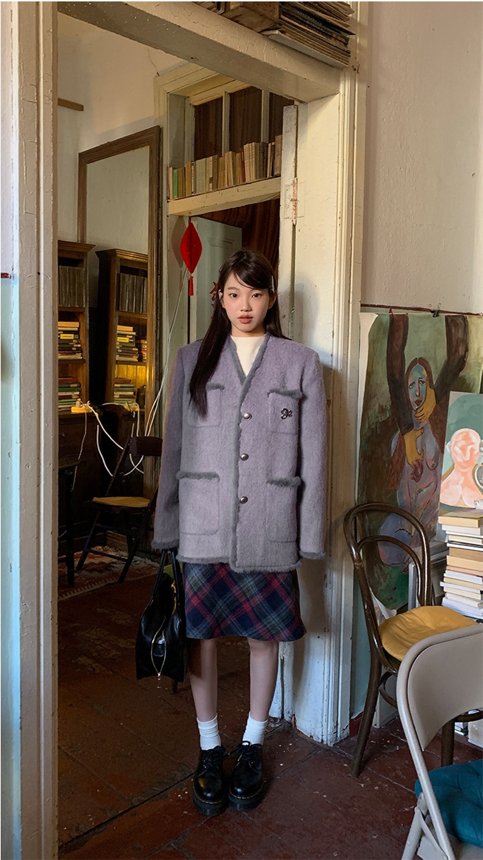 韓系穿搭復古設計感寬鬆顯瘦小香風外套女秋冬百搭高級感毛呢上衣