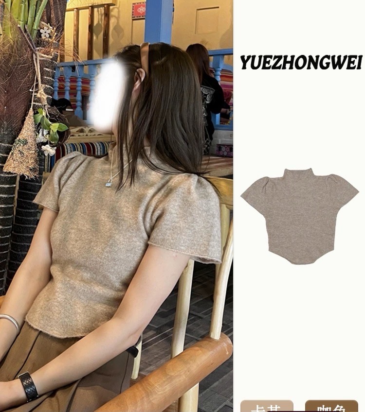 2024 early spring new women's clothing, knitted sweaters, slim half turtleneck bottoming shirts, chic sweet and spicy tops, round neck