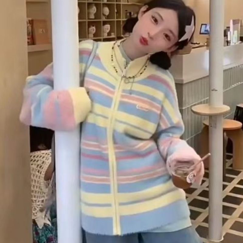 慵懶風ins軟糯開衫毛衣外套女秋冬季新款寬鬆外穿針織衫上衣