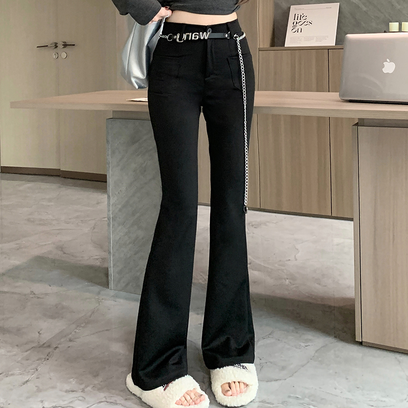 實拍大碼女裝微喇褲2024新款時尚洋氣休閒褲垂感高腰顯瘦喇叭褲