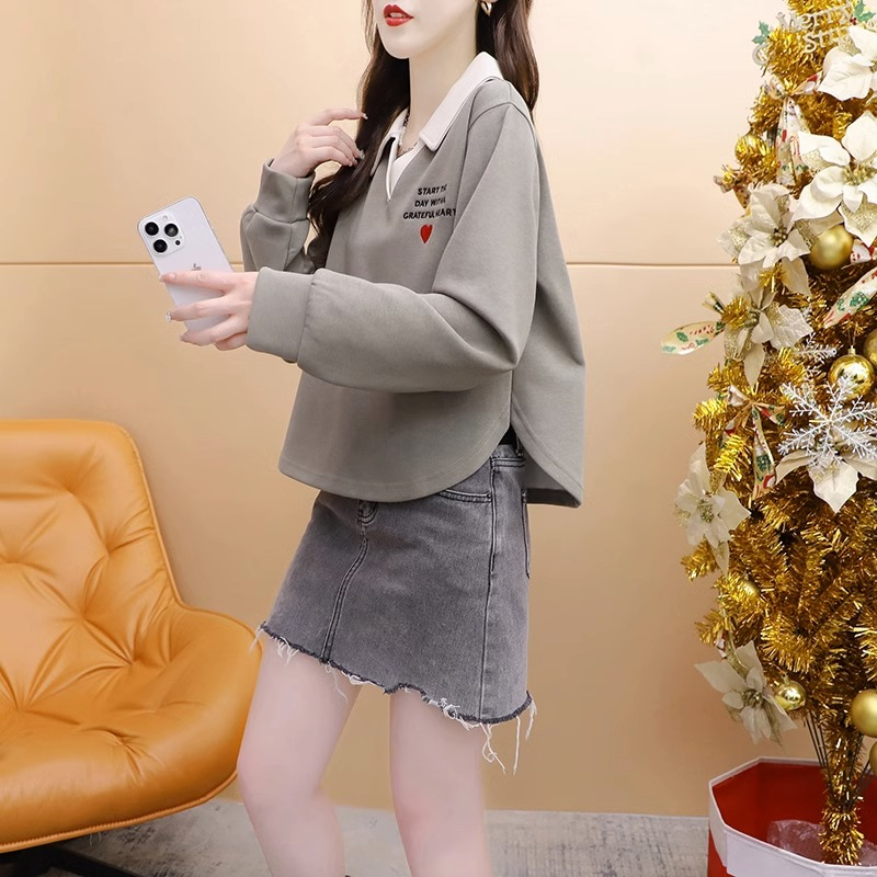 首發仿棉華棉複合不起球 春秋薄款韓版寬鬆長袖V領衛衣女潮