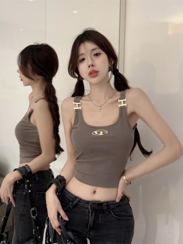 American hot girl workwear camisole women's inner and outer wear Thai niche Hong Kong style sports sleeveless tube top summer