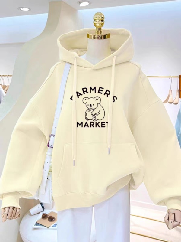 新款加絨加厚印花衛衣女連帽簡約高級感上衣