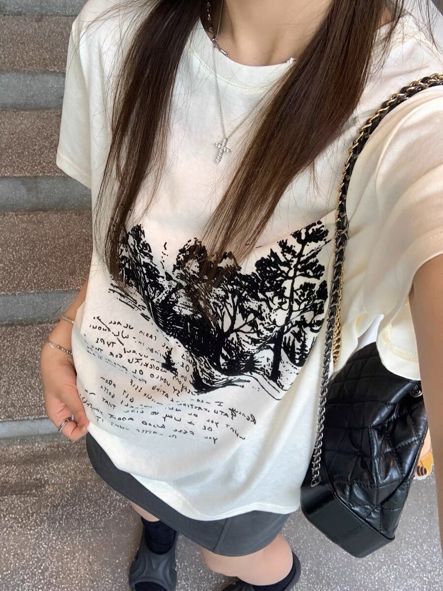 2024春夏新款重磅/精梳純棉 後包領 有縫邊 S-XXXL 夏裝短袖T恤女