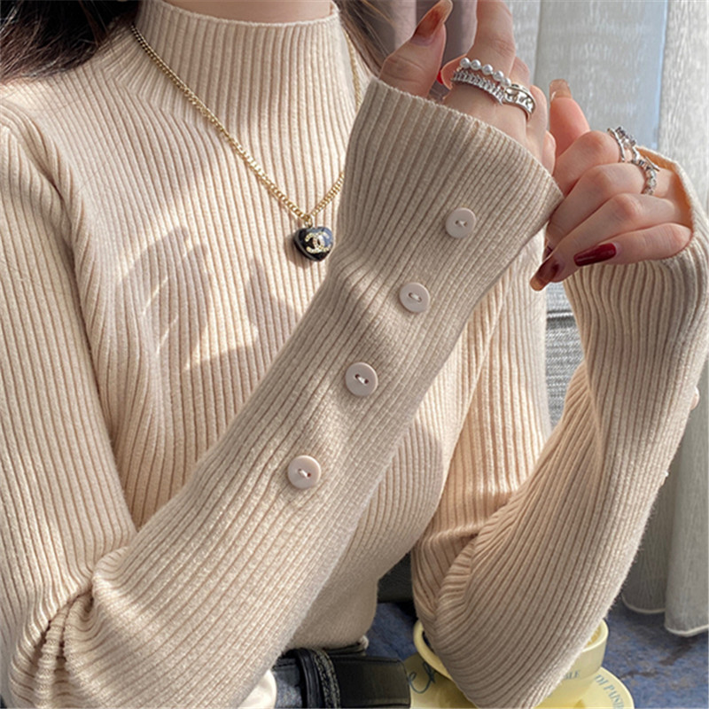 毛衣女款新款冬季內搭秋冬高級感打底衫白色半高領針織衫上衣
