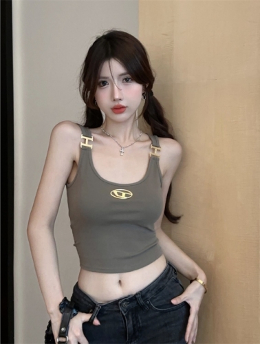 American hot girl workwear camisole women's inner and outer wear Thai niche Hong Kong style sports sleeveless tube top summer