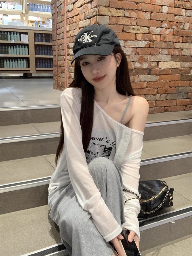 寬鬆印花長袖T恤罩衫套裝女秋季.新款