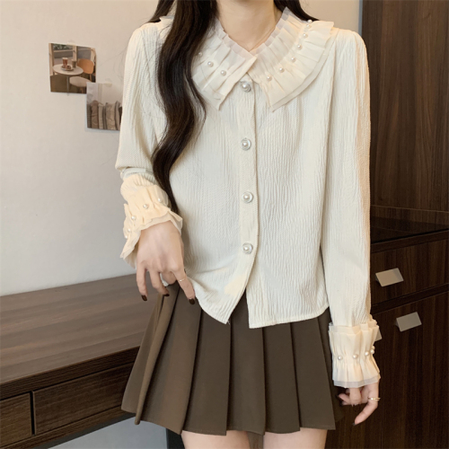 Actual shot of new Korean style autumn and winter retro corduroy all-match short jacket tops for women